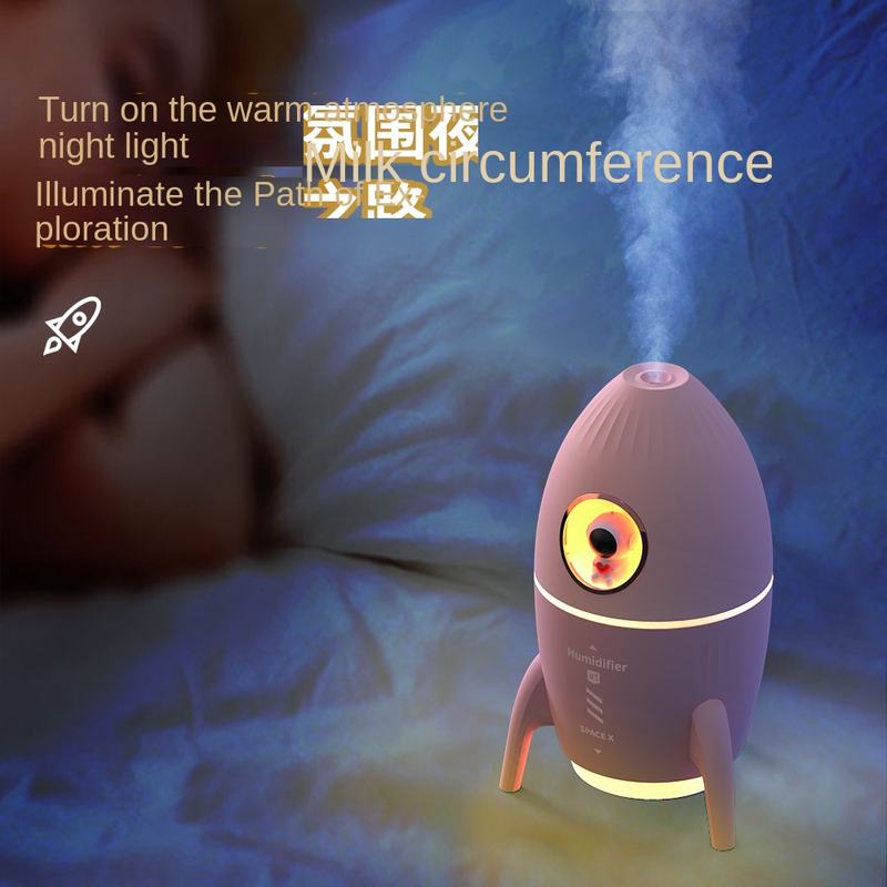 Model V9B Rocket Humidifier Manufacturer, 350ml Space Capsule Design Humidifier with Direct Spray