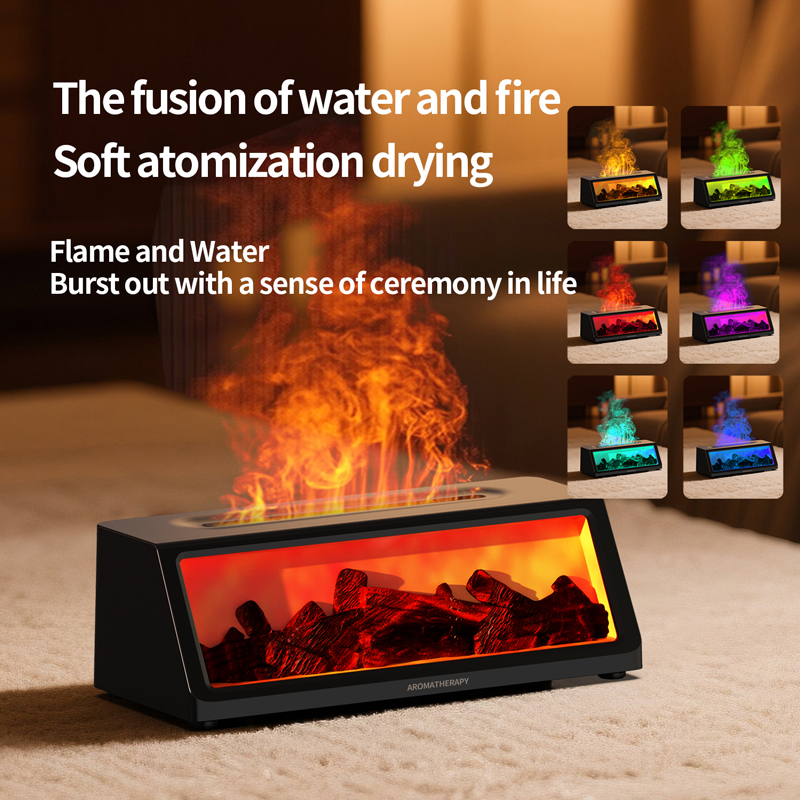 HX-X312 Fireplace Aroma Diffuser Manufacturer, 150ml Humidifier with Simulated Flame Light