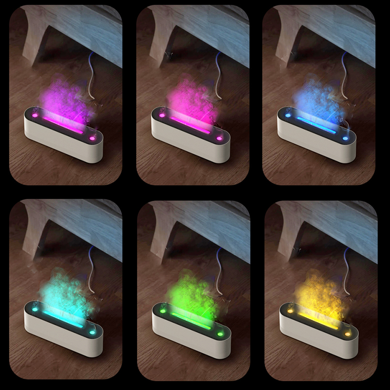 JS119 Fireplace Aroma Diffuser Manufacturer, 320ml Humidifier with Long Linear Flame Design