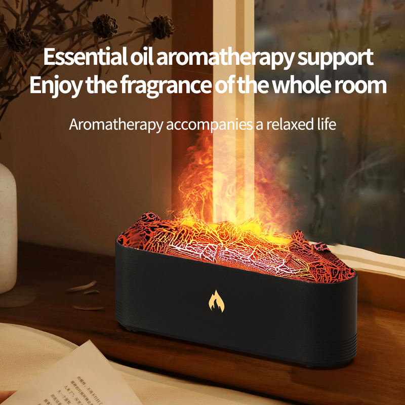 JS119B Lava Fireplace Aroma Diffuser Manufacturer, 320ml Humidifier with Simulated Lava Effect