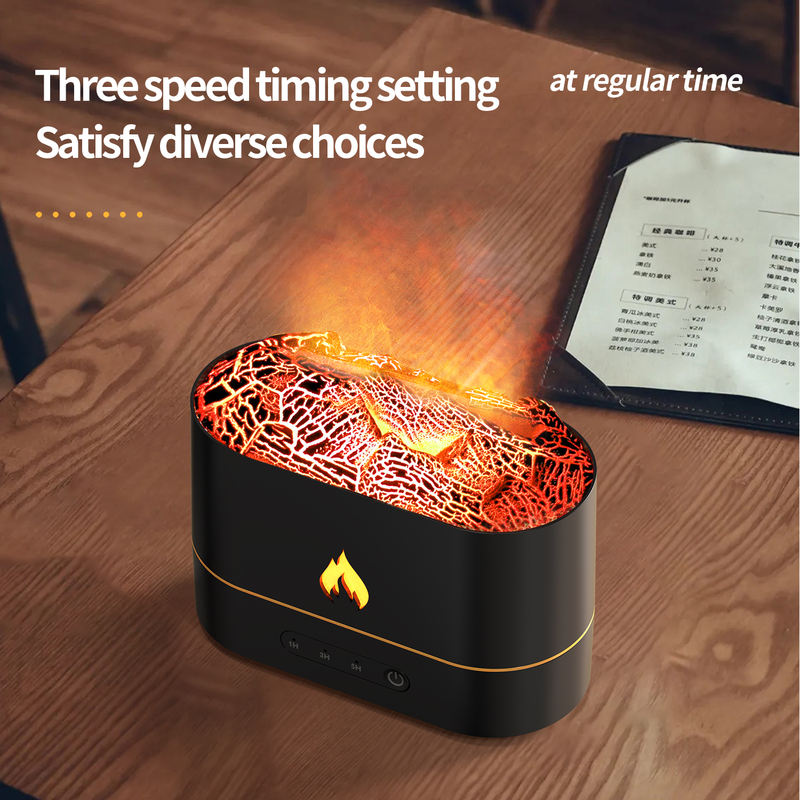 853B Dual-Color Flame Aroma Diffuser Manufacturer, 250ml Humidifier with Firelight & Lava Effect