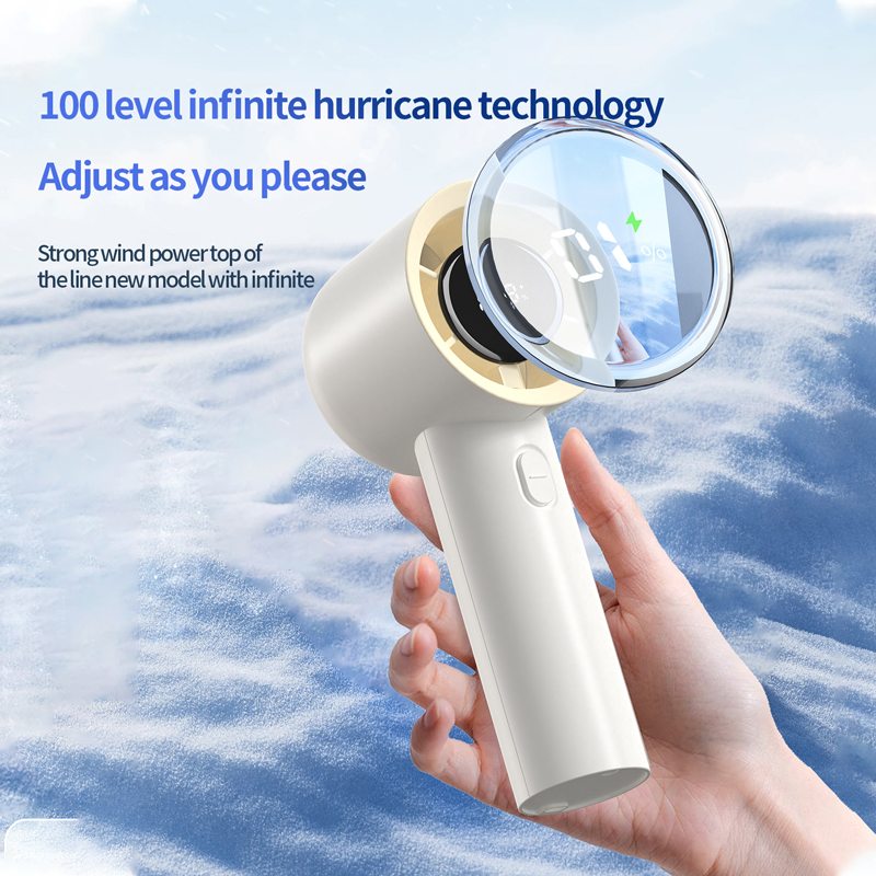 Model HX-F359 Handheld Turbo Fan Manufacturer, 2000mAh Portable Mini Fan with Digital Display