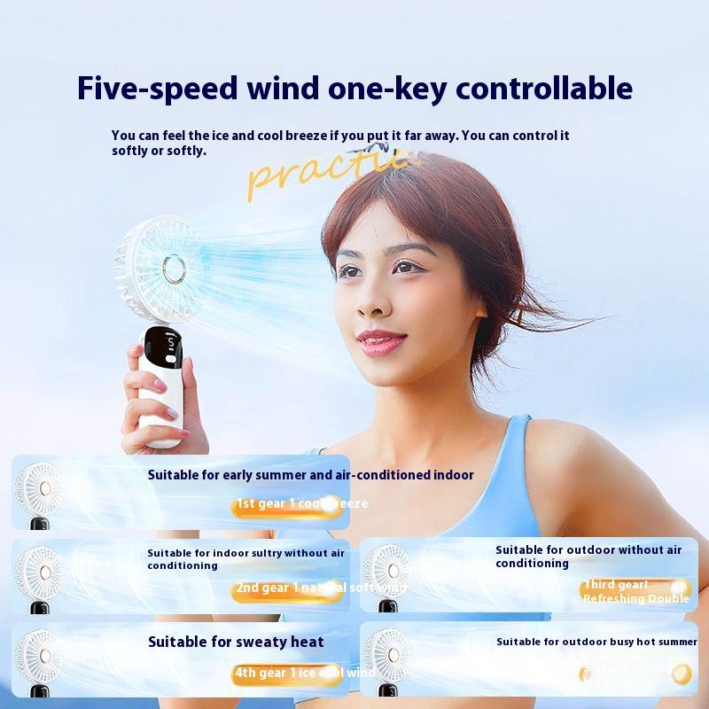 Model S5 Digital Display Foldable Fan Supplier, Bulk Orders Supported with Full Accessories