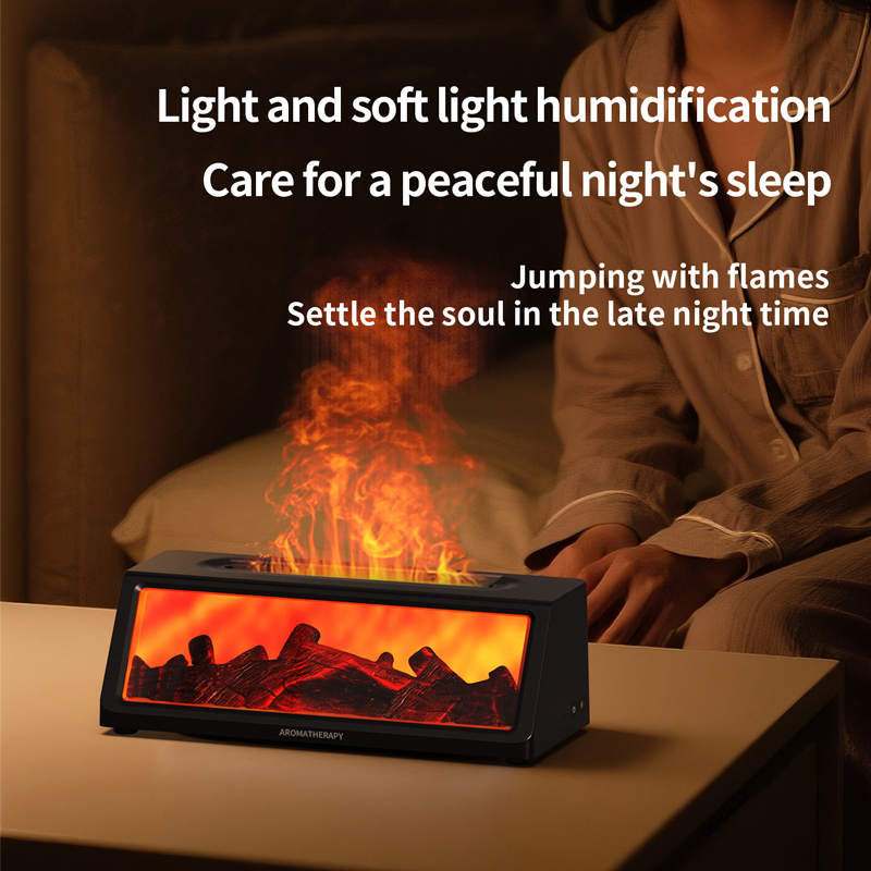 HX-X312 Fireplace Aroma Diffuser Manufacturer, 150ml Humidifier with Simulated Flame Light