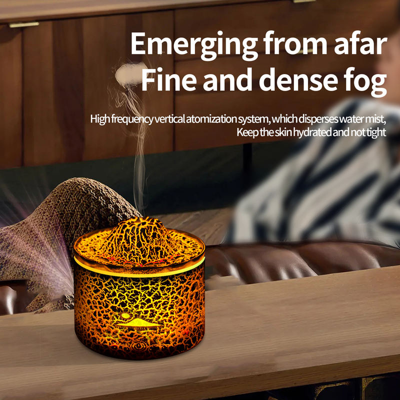 130A Lava Aroma Diffuser Manufacturer, 250ml Humidifier with Crackle Volcano Light