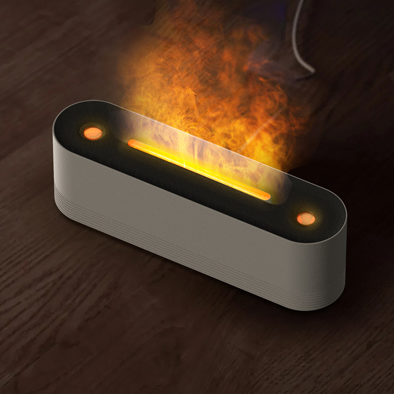 JS119 Fireplace Aroma Diffuser Manufacturer, 320ml Humidifier with Long Linear Flame Design