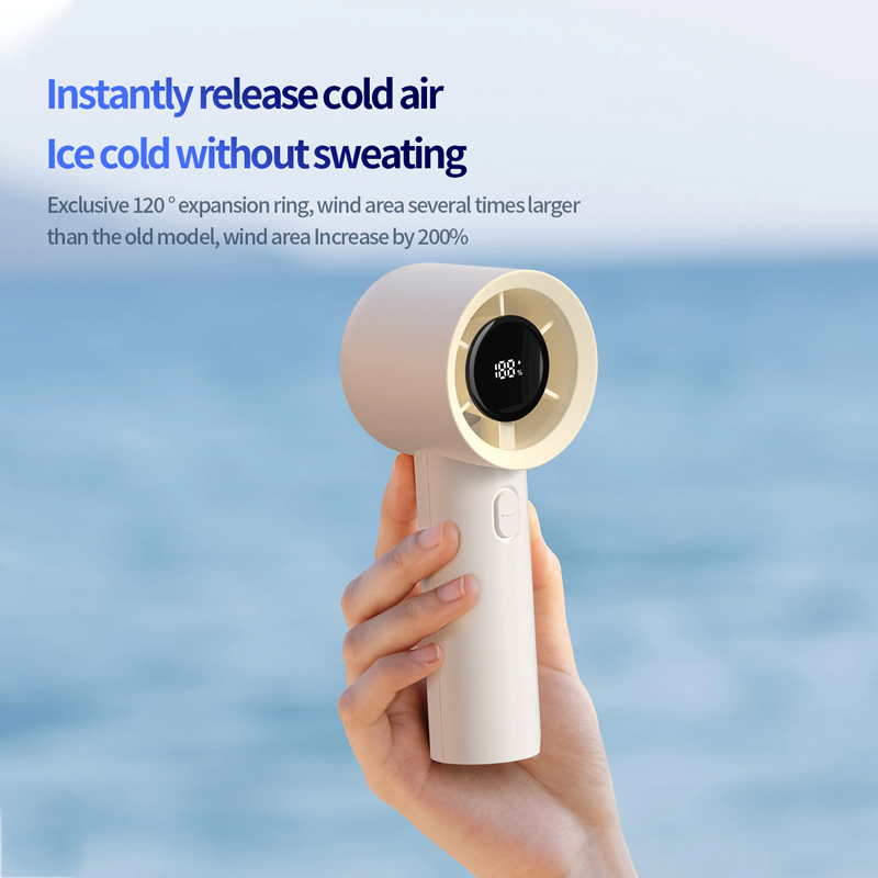 Model HX-F359 Handheld Turbo Fan Manufacturer, 2000mAh Portable Mini Fan with Digital Display
