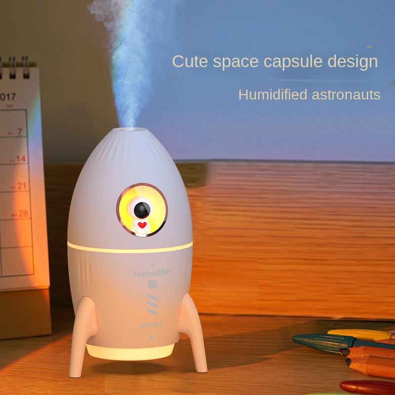 Model V9B Rocket Humidifier Manufacturer, 350ml Space Capsule Design Humidifier with Direct Spray