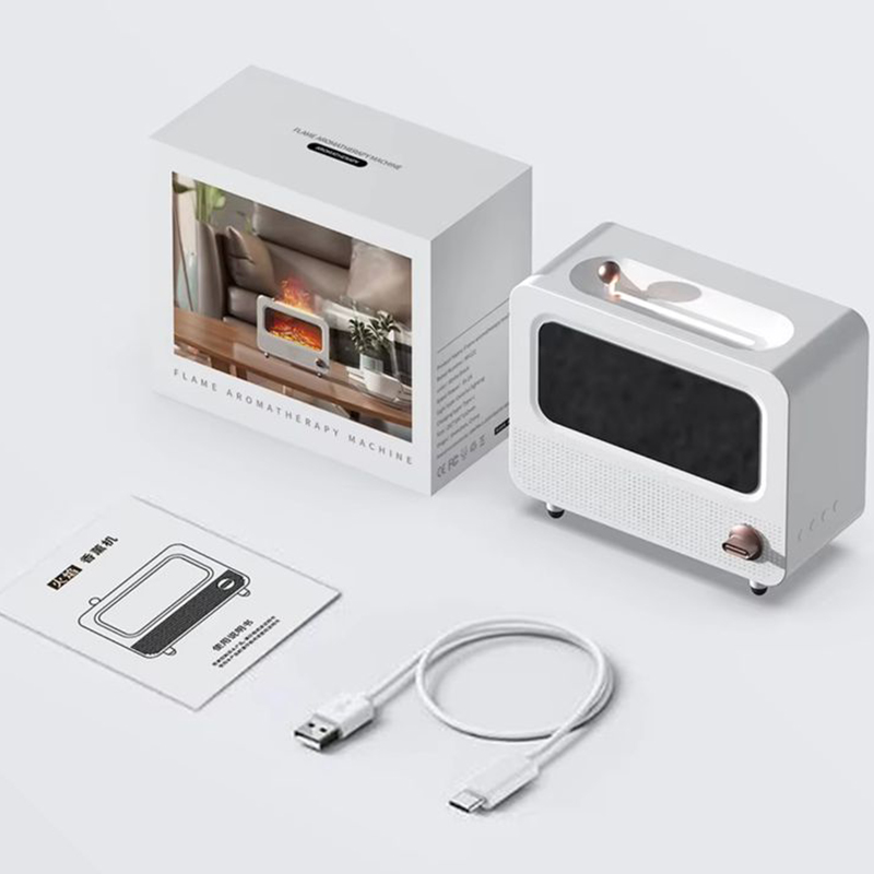 JS115 Fireplace Aroma Diffuser Manufacturer, 260ml Humidifier with Retro TV Design