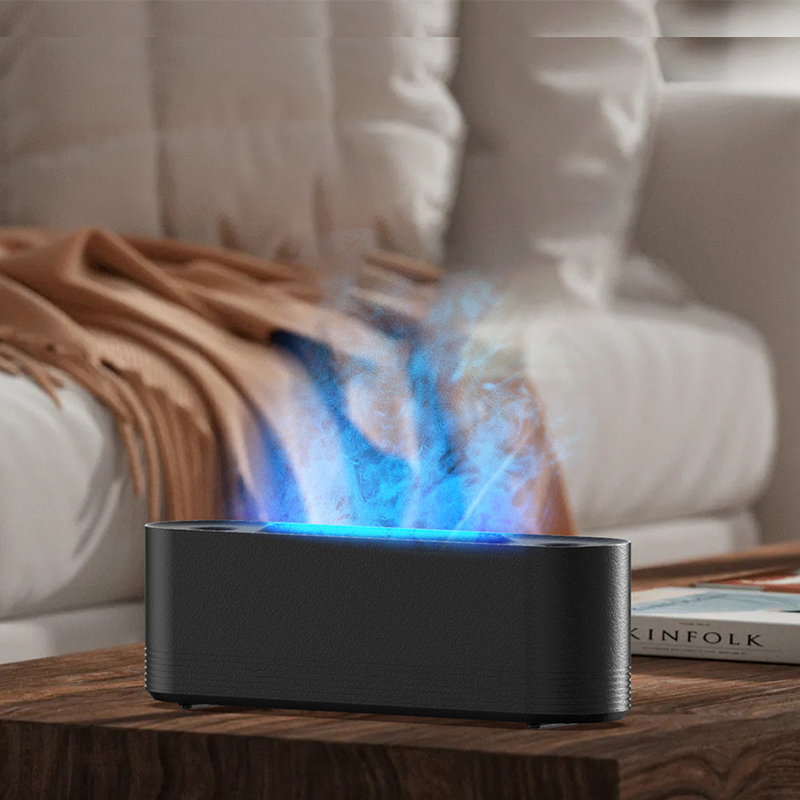 JS119 Fireplace Aroma Diffuser Manufacturer, 320ml Humidifier with Long Linear Flame Design