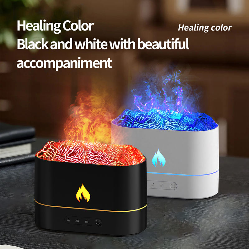 853B Dual-Color Flame Aroma Diffuser Manufacturer, 250ml Humidifier with Firelight & Lava Effect