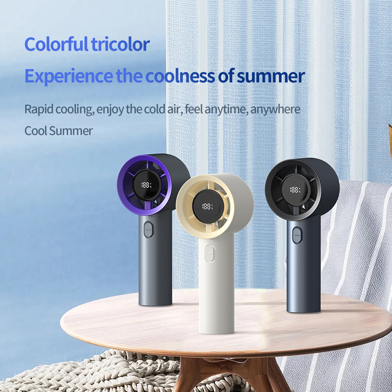 Model HX-F359 Handheld Turbo Fan Manufacturer, 2000mAh Portable Mini Fan with Digital Display