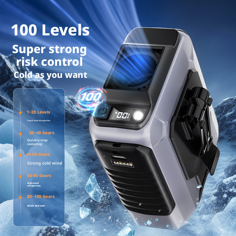 Model LK101 2-in-1 Waist Fan with Power Bank, USB Fast Charge Output, Ultra-Lightweight 260g