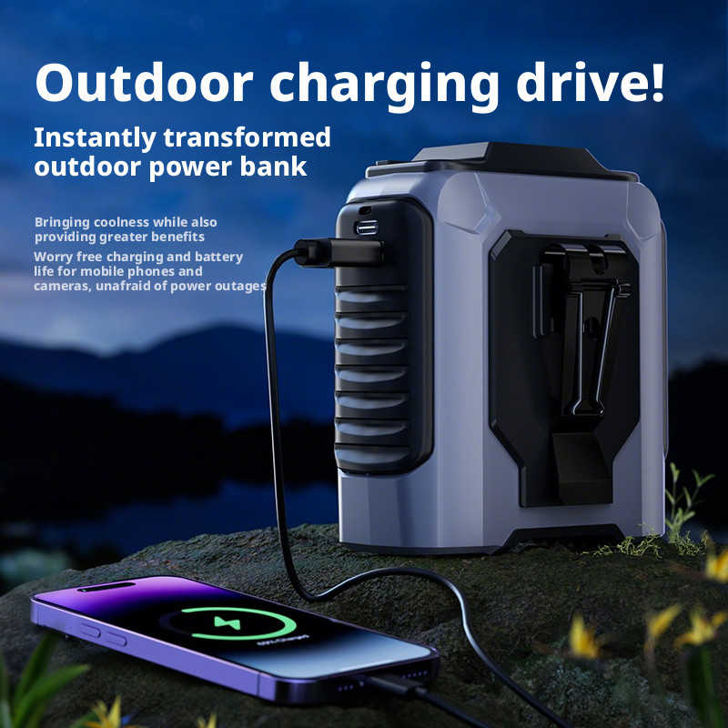 Model LK101 2-in-1 Waist Fan with Power Bank, USB Fast Charge Output, Ultra-Lightweight 260g