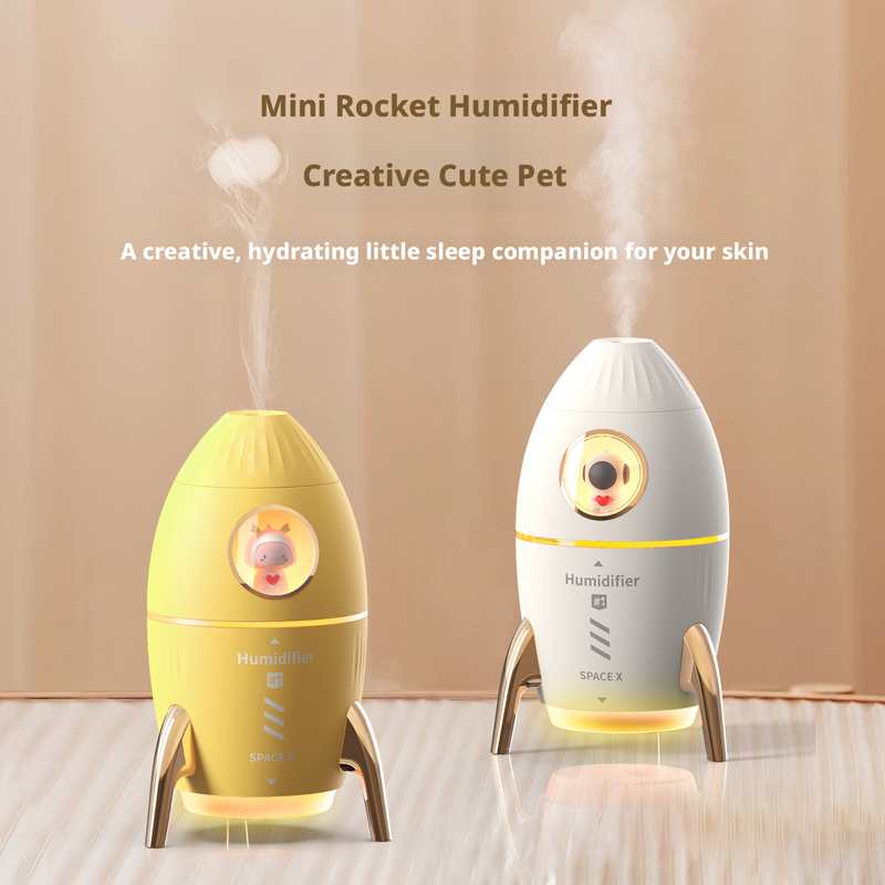 Model V9C Rocket Humidifier Manufacturer, 350ml Space Capsule Humidifier with Smoke Ring & Direct Spray