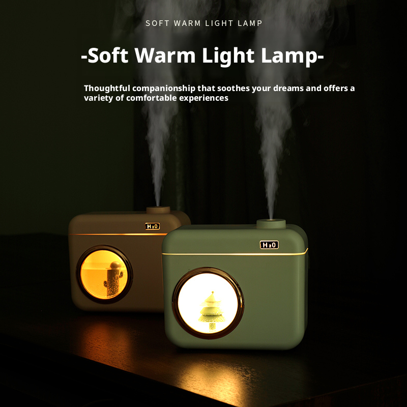 Model 822 Camera-Shaped Humidifier Manufacturer, 400ml Rechargeable Humidifier with Cute Cactus View