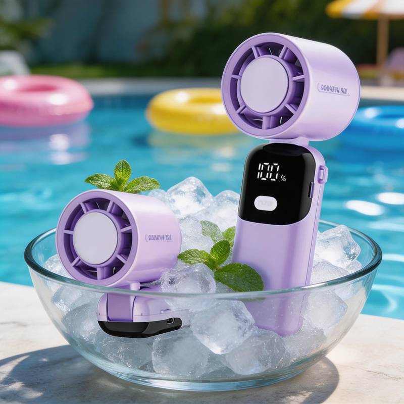 Model S19 Foldable Handheld Fan, OEM/ODM Supported, with Complete Accessories