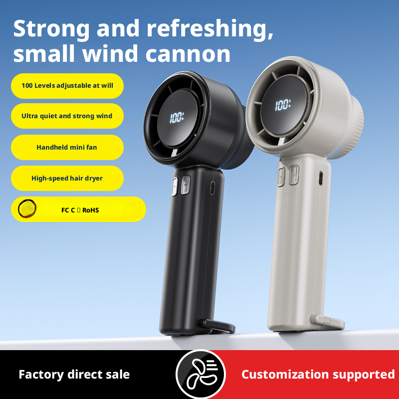 Model TC22 100-Gear Wind Handheld Fan, OEM/ODM Supported, with Complete Accessories