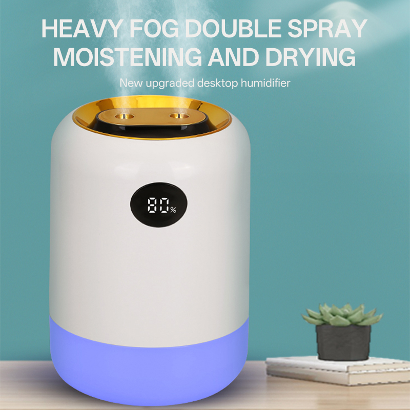 LA-0645 Humidifier Manufacturer, 700ml Dual Nozzle Humidifier with Digital Display & Night Light