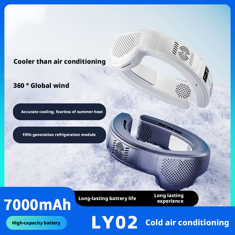 Model LY02 Wearable Neck Fan, Factory Direct, Type-C 2A Fast Charge, 2-3H Charging Time