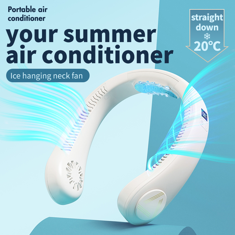 Model J01 Adjustable 3-Speed Neck Fan, Factory Direct, Type-C 2A Fast Charge, 3-4H Charging Time