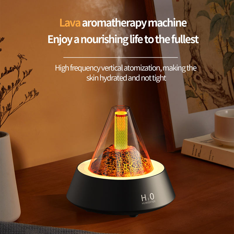 183A Volcano Lava Aroma Diffuser Manufacturer, 80ml Humidifier with Simulated Lava Light