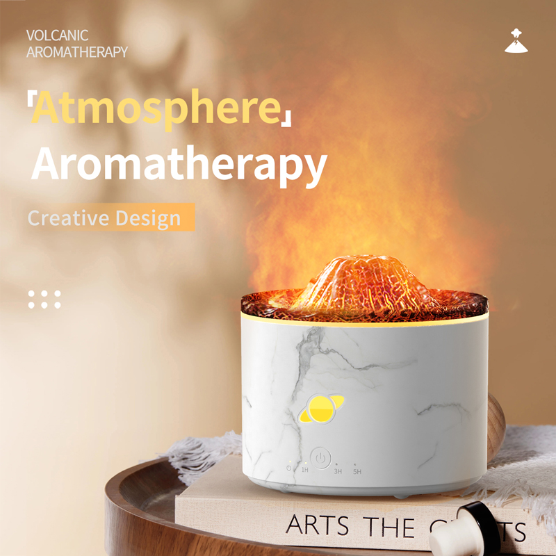 130B Volcano Aroma Diffuser Manufacturer, 250ml Humidifier with Blue Light & Custom Finishes