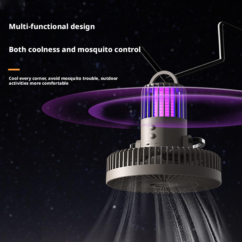 Model 871C Grey Camping Fan, OEM/ODM Supported, with Mosquito Repellent