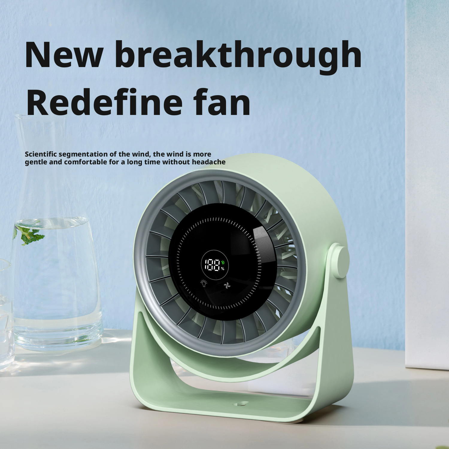 Model HX-F366C Rechargeable Desk Fan Manufacturer, 4000mAh Portable Mini Fan with Adjustable Stand