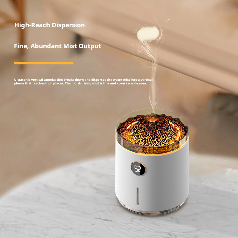 Model 127 Volcano Humidifier Manufacturer, 350ml Desktop Humidifier with Volcano Flame Effect Light