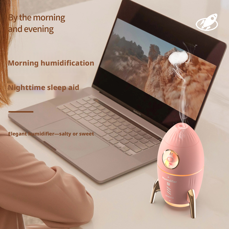 Model V9C Rocket Humidifier Manufacturer, 350ml Space Capsule Humidifier with Smoke Ring & Direct Spray
