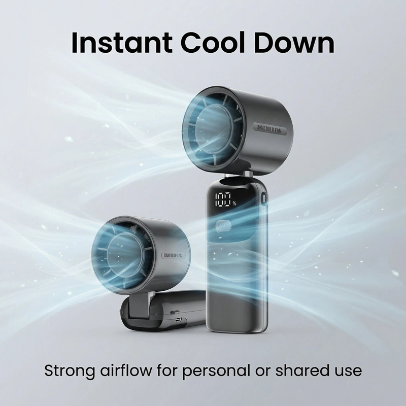 Model S19 Foldable Handheld Fan, OEM/ODM Supported, with Complete Accessories