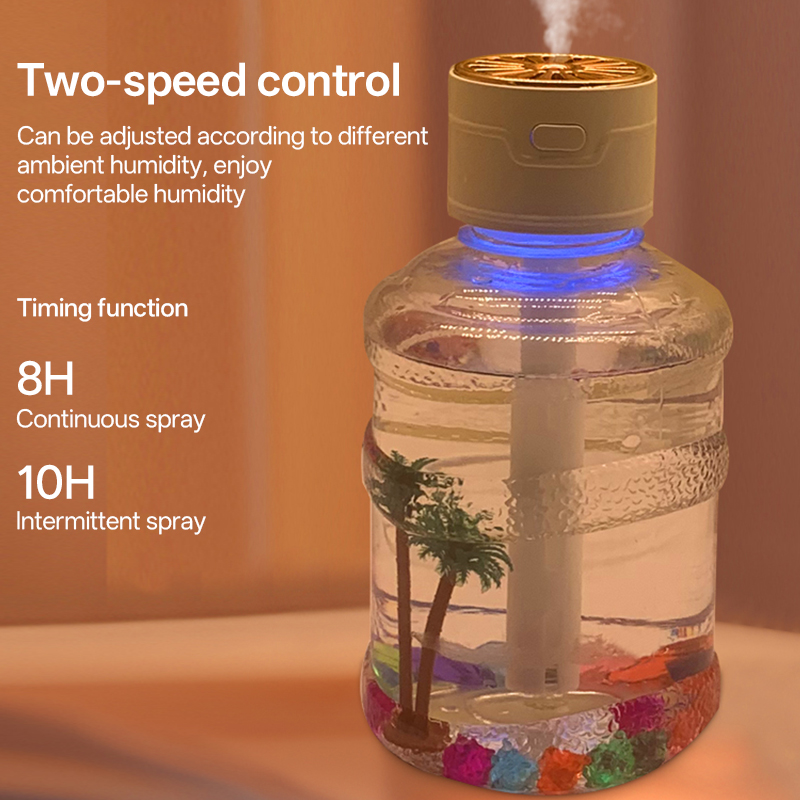 LA-0651 Humidifier Manufacturer, 500ml Mini Bottle Humidifier with Micro Landscape & LED Light