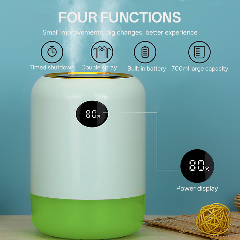 LA-0645 Humidifier Manufacturer, 700ml Dual Nozzle Humidifier with Digital Display & Night Light