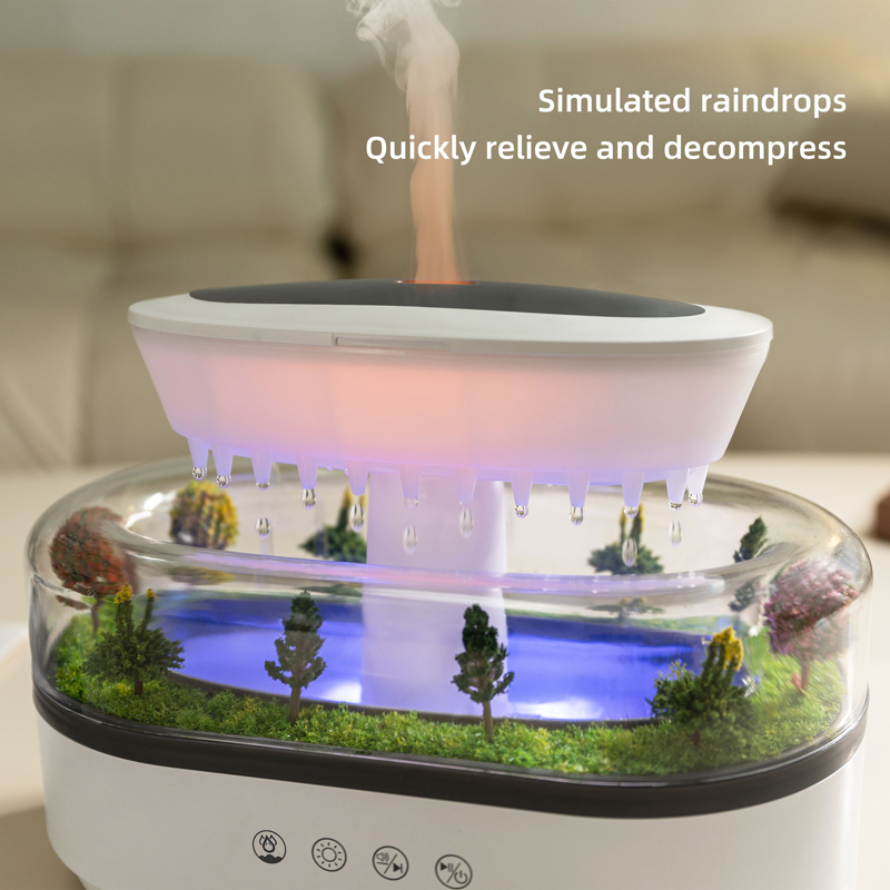 286 Raindrop Aroma Diffuser Manufacturer, 250ml Humidifier with Forest Micro Landscape & White Noise