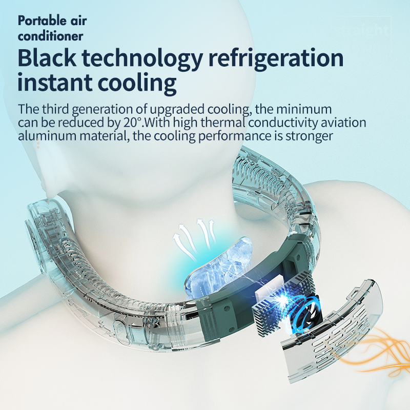 Model J01 Adjustable 3-Speed Neck Fan, Factory Direct, Type-C 2A Fast Charge, 3-4H Charging Time