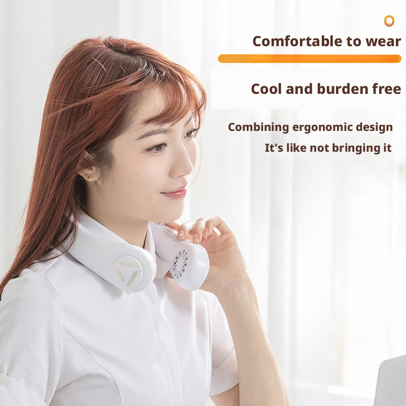 Model J02 Digital Display Neck Fan Supplier, ABS/Silicone Build, Bulk Orders Supported