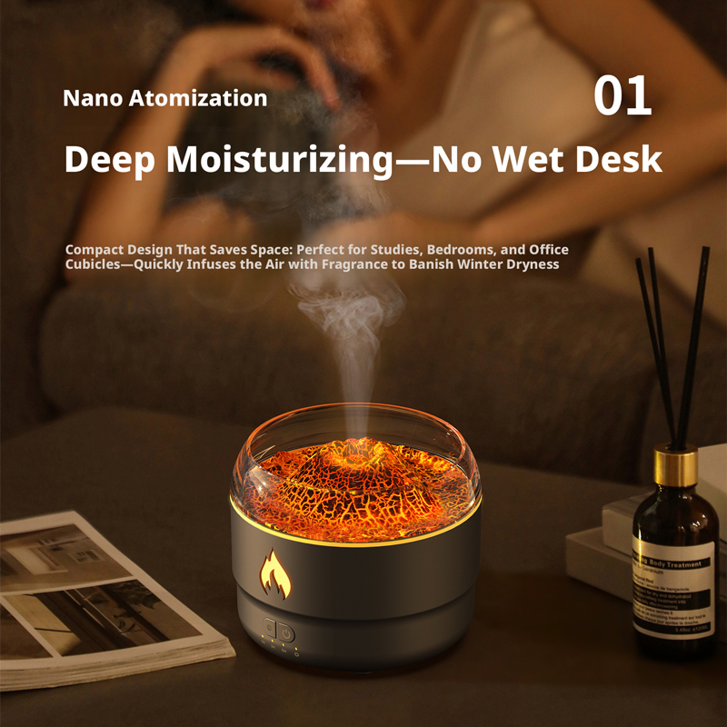 167C Volcano Aroma Diffuser Manufacturer, 280ml Humidifier with Dual Light Effects