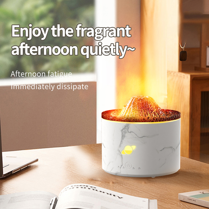 130B Volcano Aroma Diffuser Manufacturer, 250ml Humidifier with Blue Light & Custom Finishes