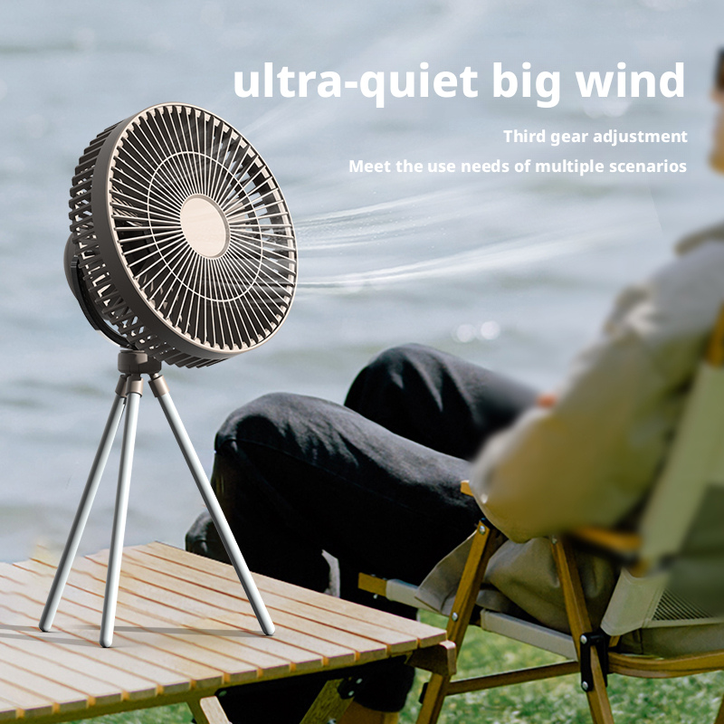 Model 871A Grey Camping Fan, OEM/ODM Supported, with Sturdy Tripod