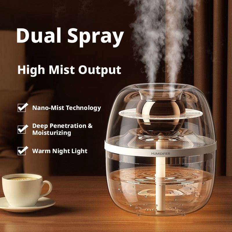 K30 Dual Nozzle Humidifier Manufacturer, 3L Large Transparent Tank