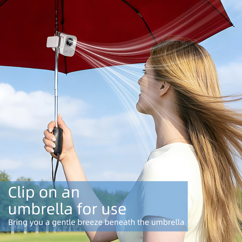 Model F26 Clip-On Umbrella & Waist Fan Manufacturer, 4000mAh Battery, 5-Speed Display