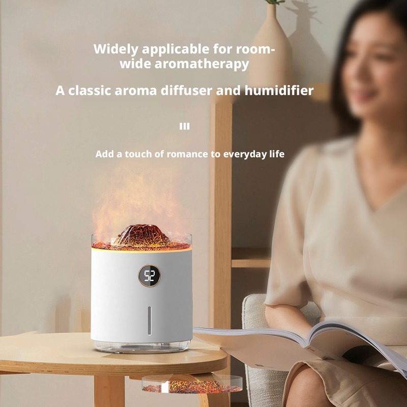 Model 127 Volcano Humidifier Manufacturer, 350ml Desktop Humidifier with Volcano Flame Effect Light
