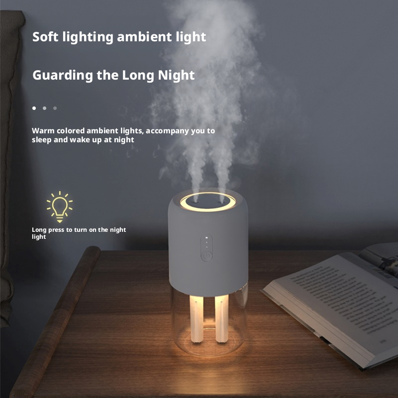 Model 823B Dual Nozzle Humidifier Manufacturer, 280ml Wireless Humidifier with High Mist Output