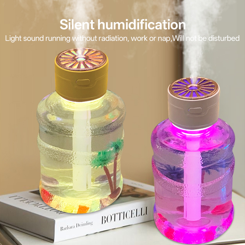 LA-0651 Humidifier Manufacturer, 500ml Mini Bottle Humidifier with Micro Landscape & LED Light
