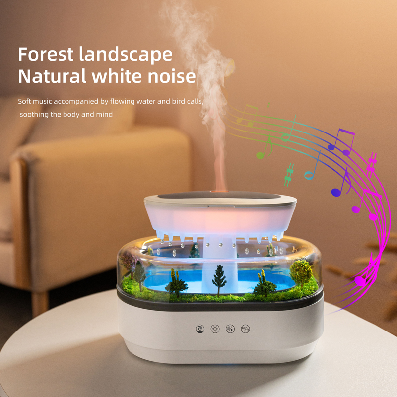 286 Raindrop Aroma Diffuser Manufacturer, 250ml Humidifier with Forest Micro Landscape & White Noise
