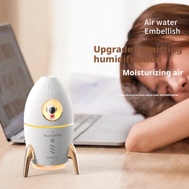 Model V9C Rocket Humidifier Manufacturer, 350ml Space Capsule Humidifier with Smoke Ring & Direct Spray