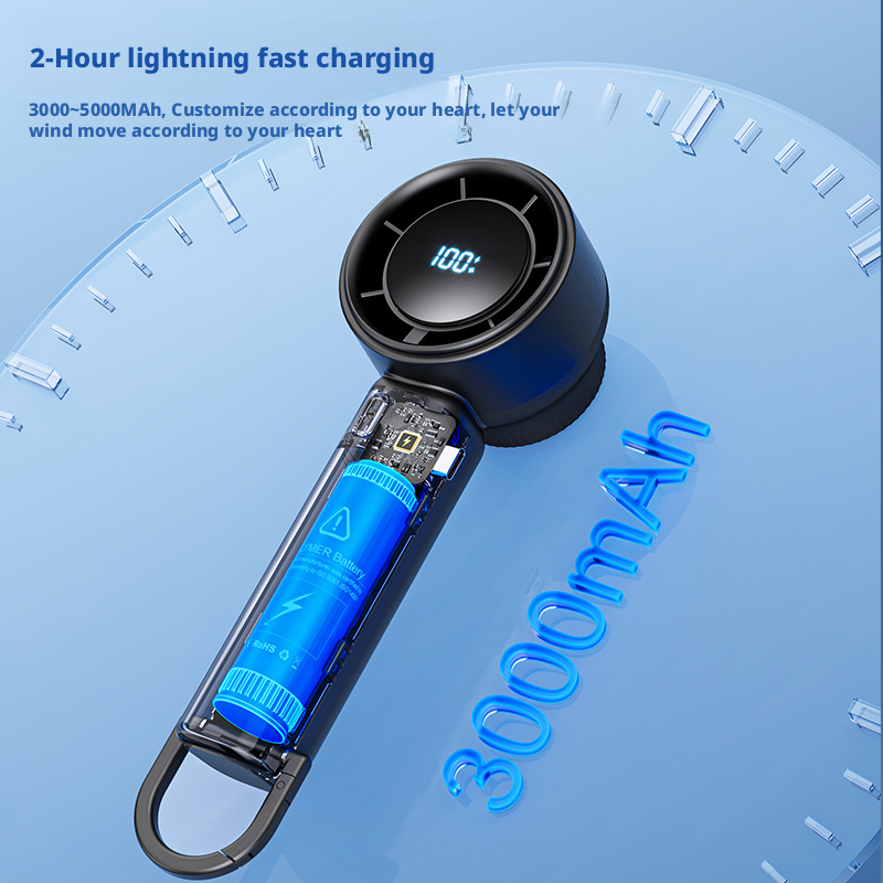 Model TC22 100-Gear Wind Handheld Fan, OEM/ODM Supported, with Complete Accessories