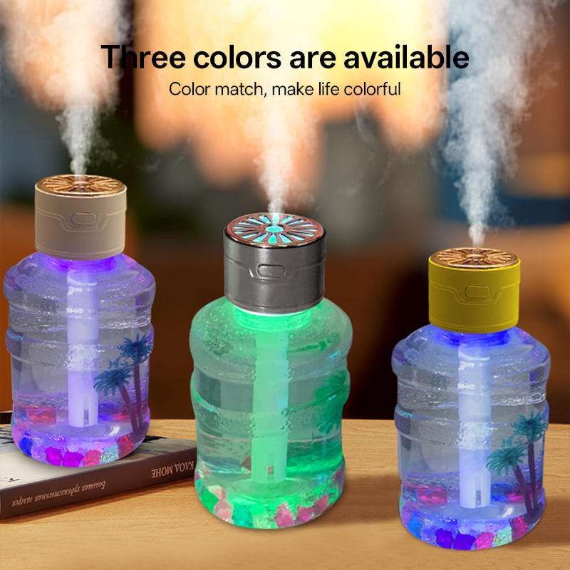 LA-0651 Humidifier Manufacturer, 500ml Mini Bottle Humidifier with Micro Landscape & LED Light