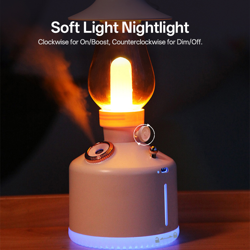 LA-0621-1 Humidifier Manufacturer, 280ml Rechargeable Lantern-Style Humidifier with LED Light